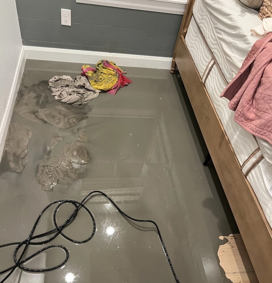 A black liquid was purged from the floor.