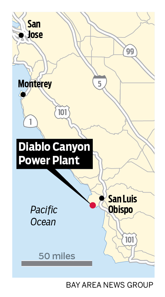 Map showing the location of Diablo Canyon Nuclear Power Plant