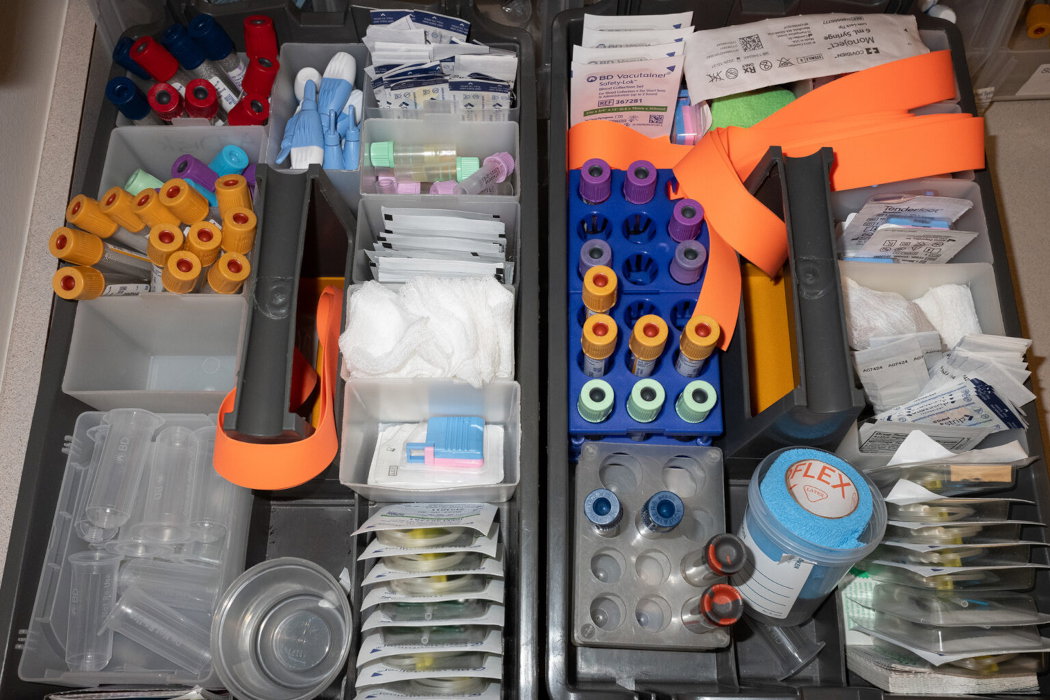 Medical supplies at the Children’s Clinic in Portland on Friday, Dec. 13, 2024.