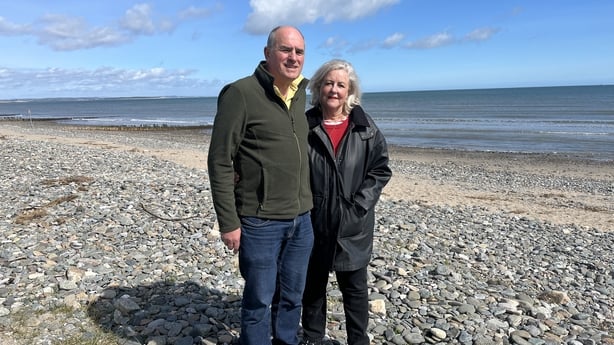 Michael and Rosemary O'Connell on Rosslare Strand.